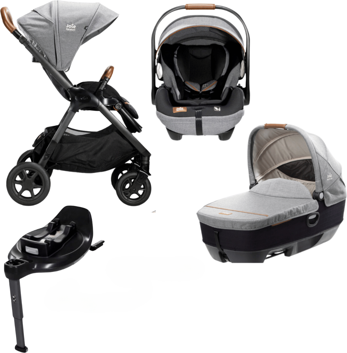 Trio Finiti con i-Level Recline e Calmi e Base Encore Joie Signature Carbon