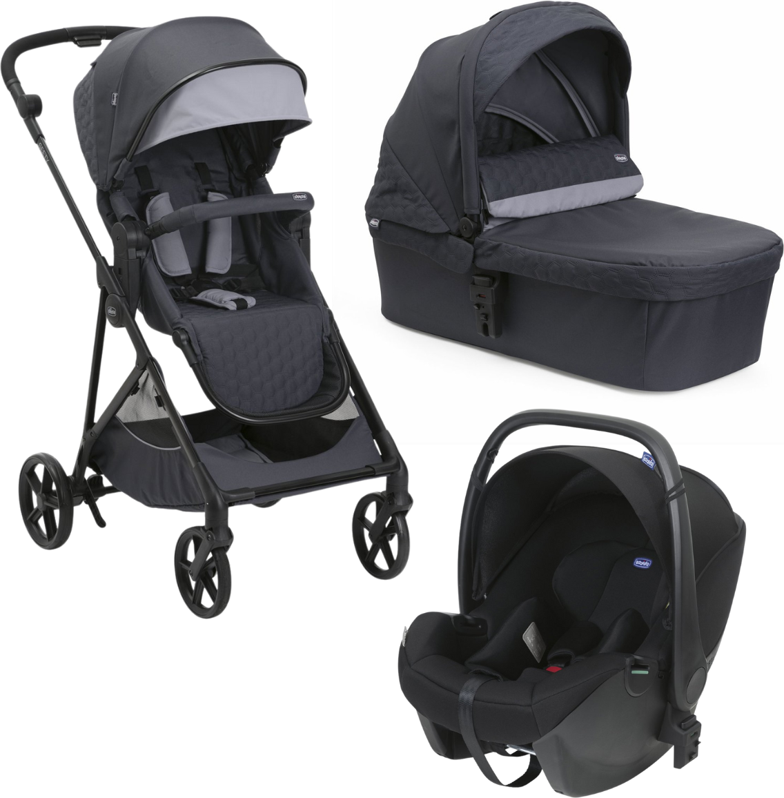 Chicco Trio Seety con Seggiolino Auto Kory Essential Boston Grey