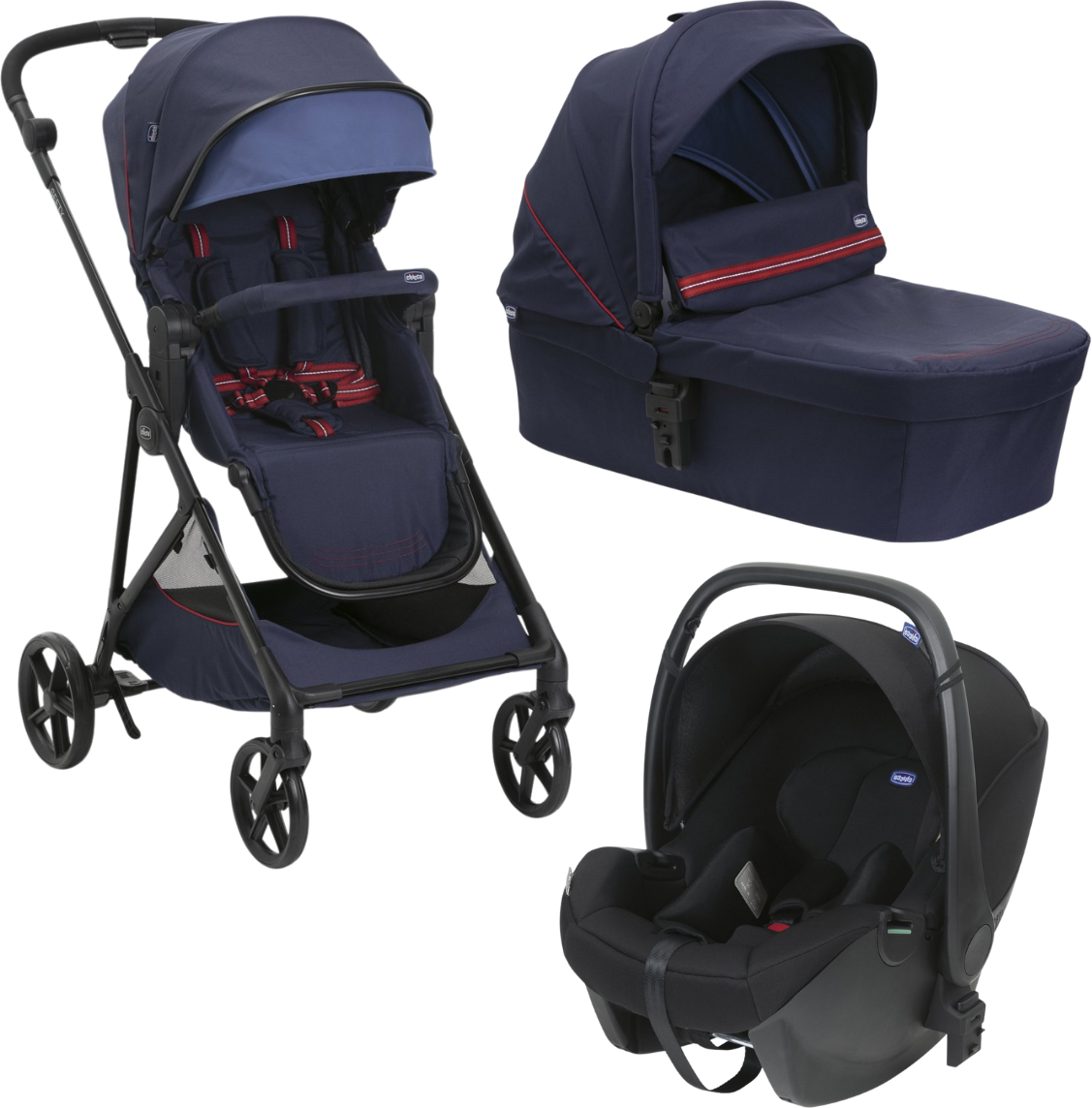 Chicco Trio Seety con Seggiolino Auto Kory Essential Oxford Blue