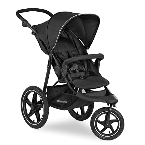 Hauck 274200 Runner 2, uitvoering voor joggers, buggy met 3 wielen tot 25 kg, buggy met extra grote luchtbanden, UPF 50+ kap, inklapbare buggy met ligstand zwart, 1 Stuk