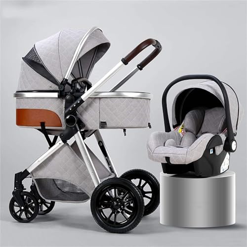 OHaGin Kinderwagen Pasgeboren kinderwagen Baby Kinderwagens 2 in 1 kinderwagen Kinderwagen Buggy Opvouwbare luxe kinderwagen Kinderwagen met hoge weergave Kinderwagen met mamatas en regenhoes Klamboe ((E)