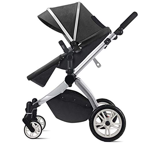 TXTC Draagbare kinderwagen kinderwagen kinderwagen kinderwagen, compacte buggy kinderwagens, kinderwagen wagen anti-shock kinderwagen, 5-punts harnas en hoge opbergmand (kleur: zwart)