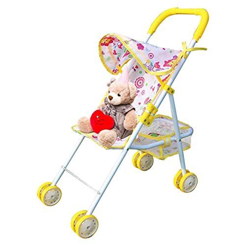 EsEico Kinderwagen voor poppen Opvouwbaar, Babypop-kinderwagenspeelgoed, Opvouwbare Kid Doll-kinderwagen, Basket Play Doll-kinderwagen, Speelgoedvouwwagen voor baby's, jongens en meisjes