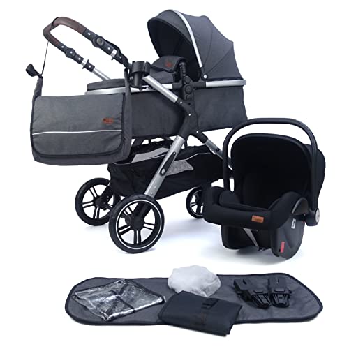 Pixini kinderwagen Nelio 3in1 (incl. autostoeltje, regenhoes, luiertas,...) (zilver/grijs)