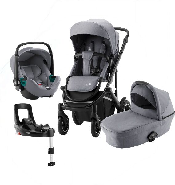 Britax  barnevogn, Smile 3, Travelsystem Isense 4i1, comfort Plus Isense-Pakken - Frost Grey/black