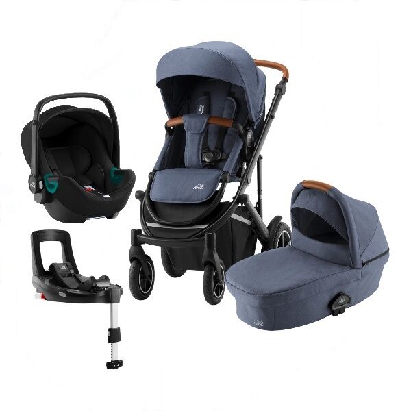 Britax  barnevogn, Smile 3, Travelsystem, Duovogn M/baby-Safe 3 I-Size +base - Indigo Blue