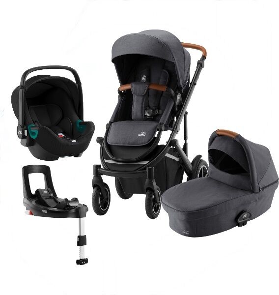 Britax  barnevogn, Smile 3, Travelsystem, Duovogn M/baby-Safe 3 I-Size +base - Midnight Grey