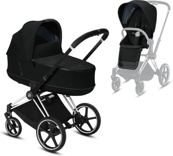 Cybex, Platinum Line, Priam Duo, Barnevogn - Chrome Black/deep Black