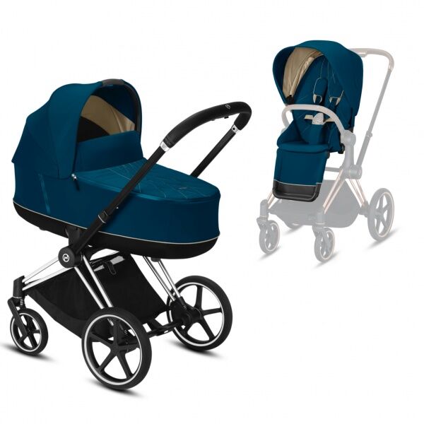 Cybex, Platinum Line, Priam Duo, Barnevogn - Chrome Black/mountain Blue