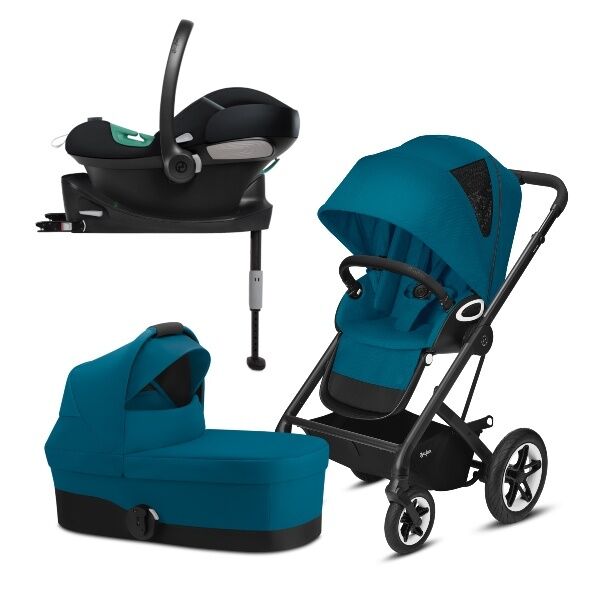 Cybex, barnevogn, Talos S Lux, Travelsystem, M/ Aton S2 bilstol + Base - Black/river Blue