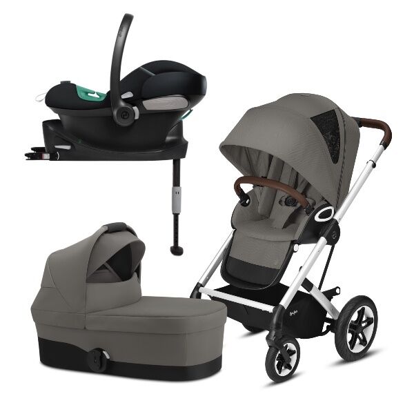 Cybex, barnevogn, Talos S Lux, Travelsystem, M/ Aton S2 bilstol + Base - Silver/soho Grey