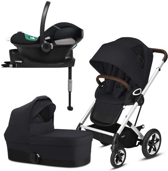 Cybex, barnevogn, Talos S Lux, Travelsystem, M/ Aton S2 Bilstol + Base - Silver/deep Black