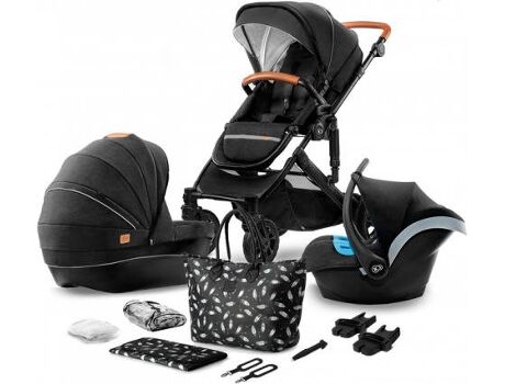 Kinderkraft Carrinho de Bebé Trio 3 Em 1 Black + Mommy Bag