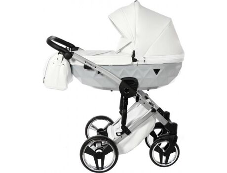 Junama Carrinho de Bebé Mirror Satin Trio Branco e Prateado (Peso Máx:15kg)