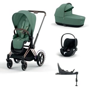 Cybex ePriam 5 Piece Pushchair Bundle with Cloud T Car Seat - Leaf Green/Rose Gold