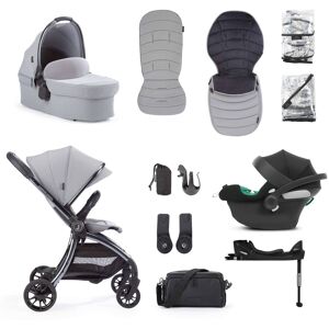 Junior Jones Aylo Pebble Grey 12pc Travel System inc Cybex Volcano Black Car Seat