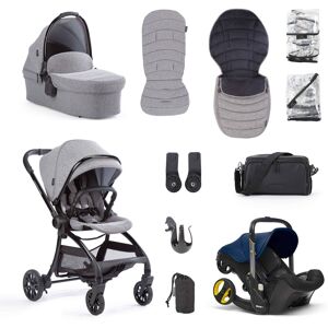 Junior Jones Aylo Grey Marl 11pc Travel System inc Doona Royal Blue Car Seat