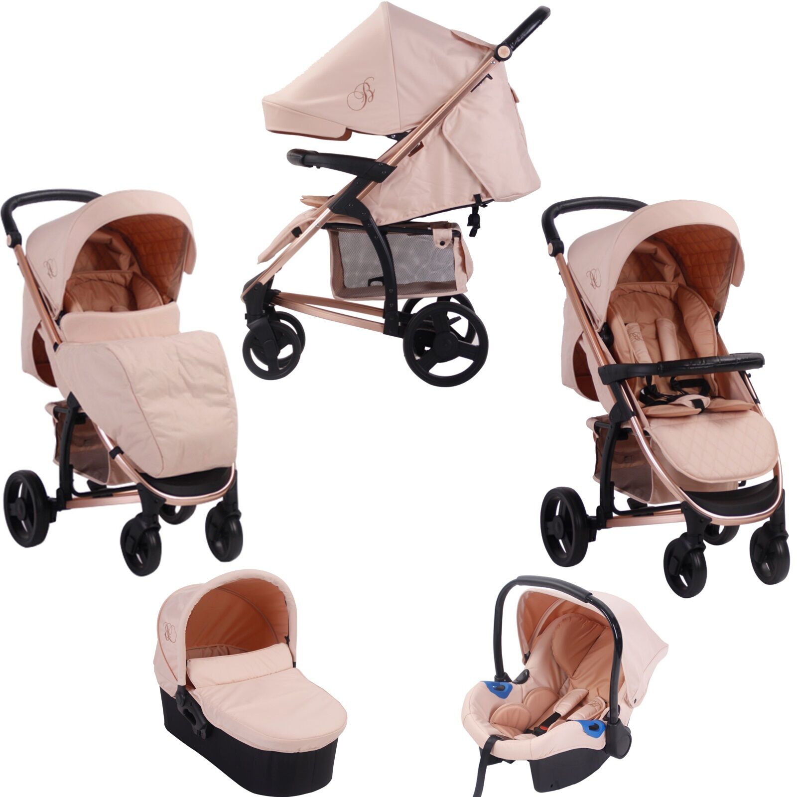 My Babiie MB200+ *Billie Faiers Collection* Travel System & Carrycot - Rose Gold & Blush