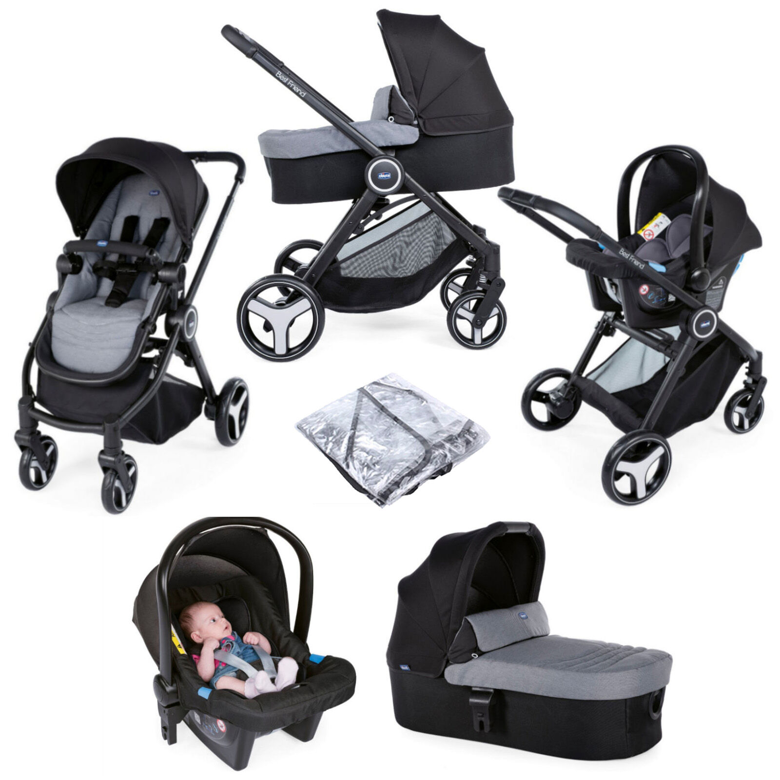 Chicco Trio Best Friend 3-in-1 Travel System - Stone Grey