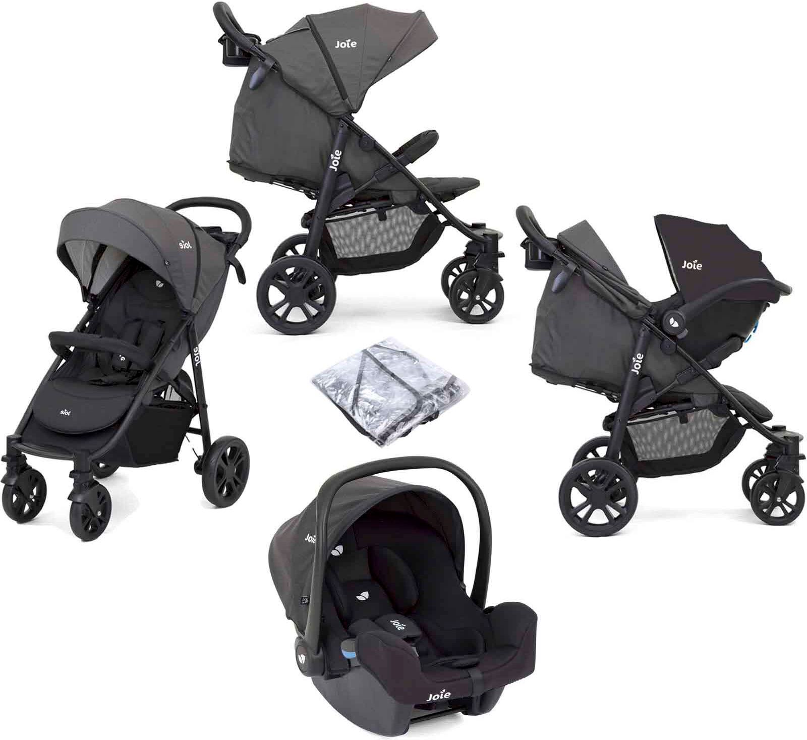 Joie Litetrax 4 Wheel (i-Snug) Pushchair Travel System - Coal