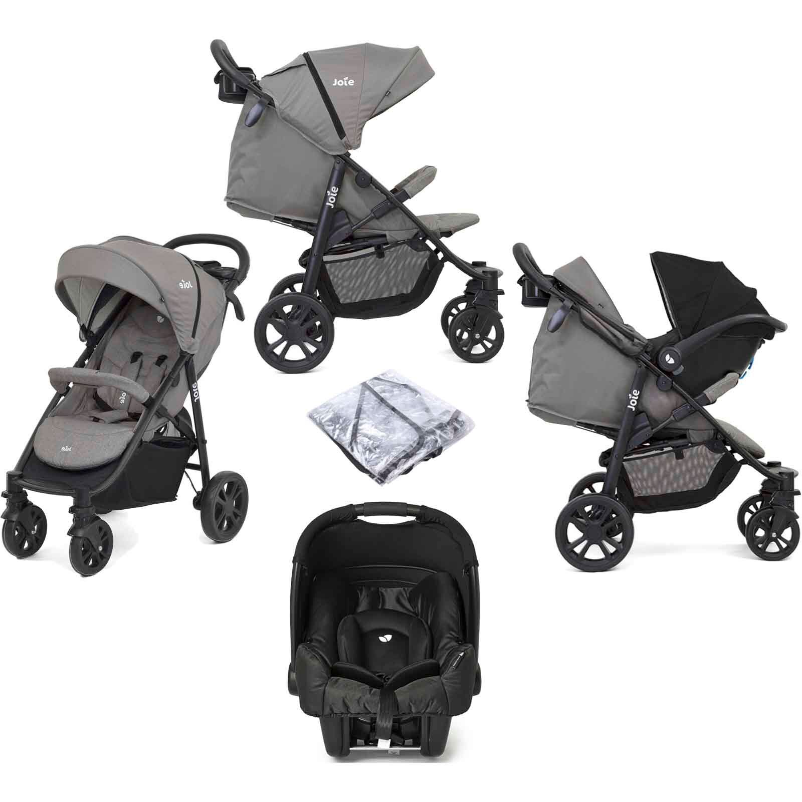 Joie Litetrax 4 Wheel (Gemm) Pushchair Travel System - Grey Flannel