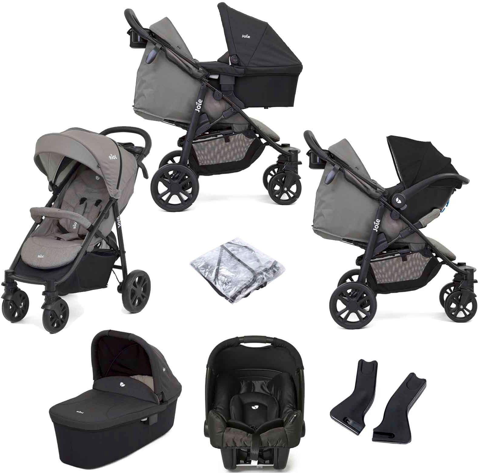 Joie Litetrax 4 Wheel (Gemm) Travel System with Carrycot - Grey Flannel