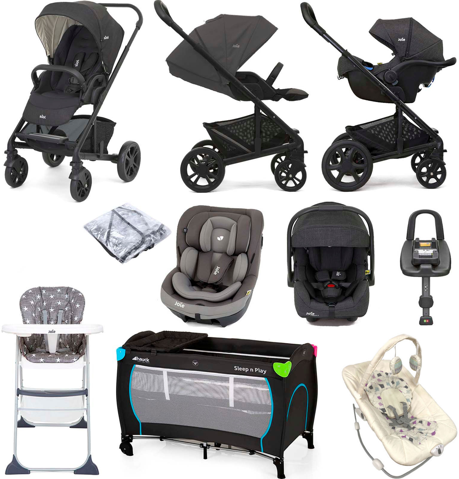 Joie Chrome (i-Venture & i-Gemm 2) Everything You Need Travel System Bundle With ISOFIX Base - Pavement / Dark Pewter