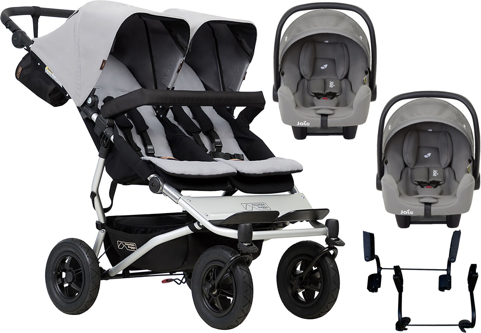 Mountain Buggy Duet V3 Double (i-Snug) Travel System - Silver