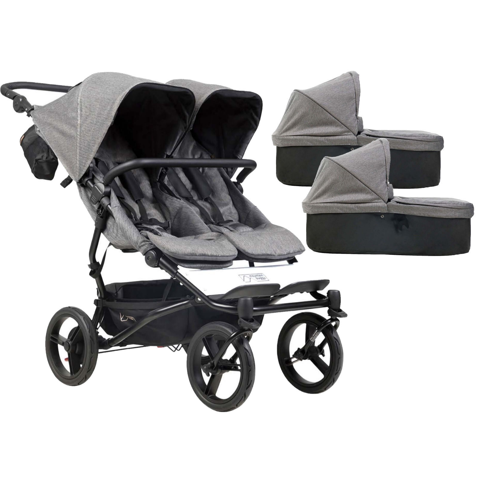 Mountain Buggy Duet Luxury Twin Pushchair With 2 Carrycots - Herringbone