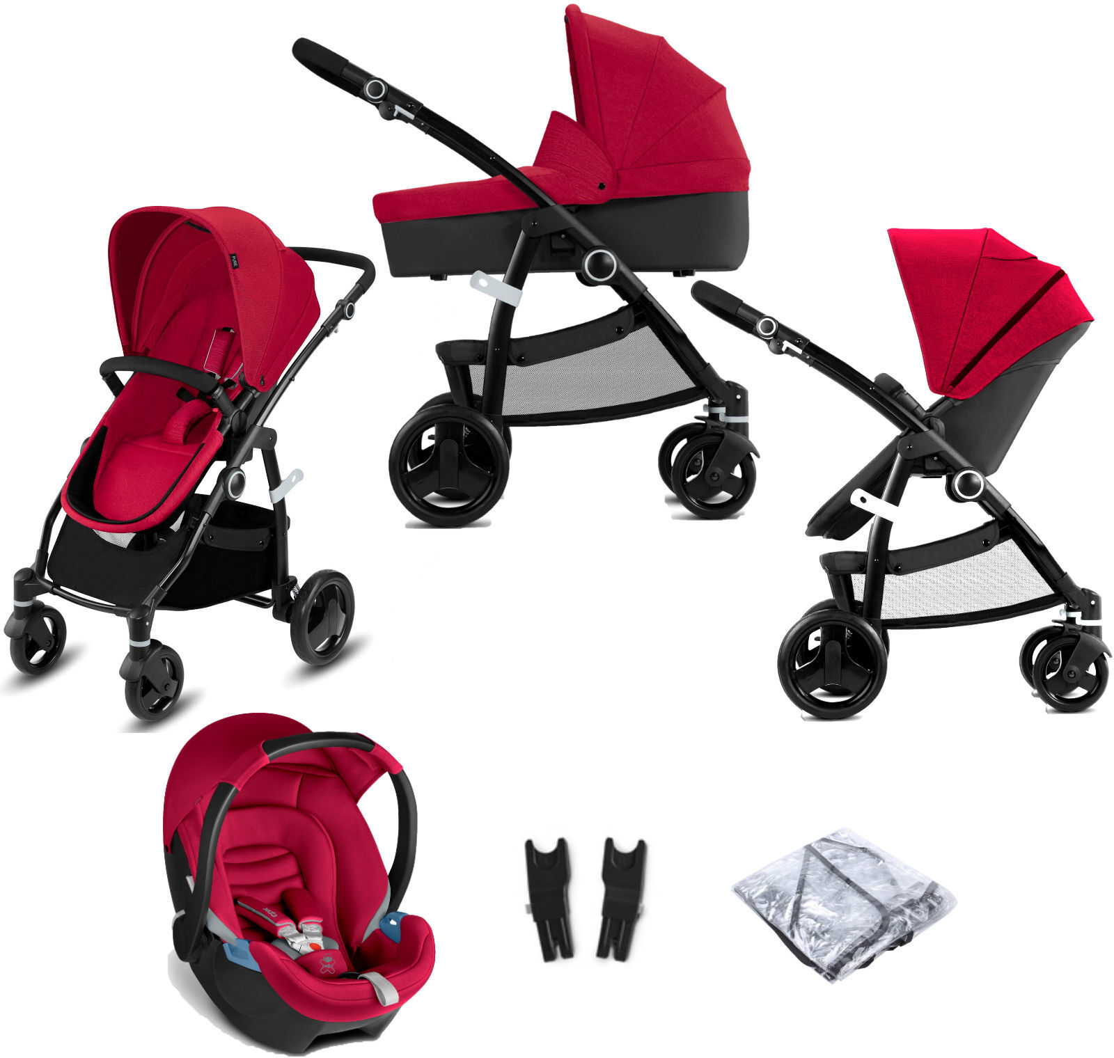 CBX Cybex CBX Leotie Pure (Aton) Travel System with Carrycot - Crunchy Red