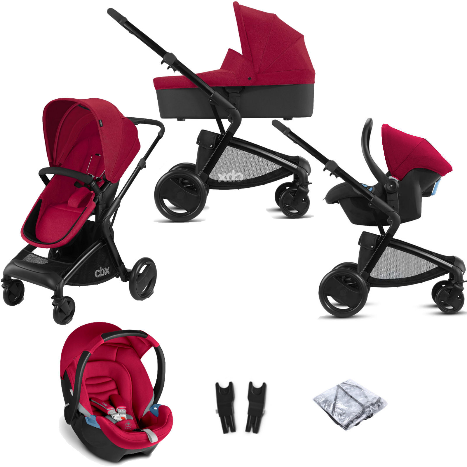 CBX Cybex CBX Bimisi Pure (Aton) Travel System with Carrycot - Crunchy Red