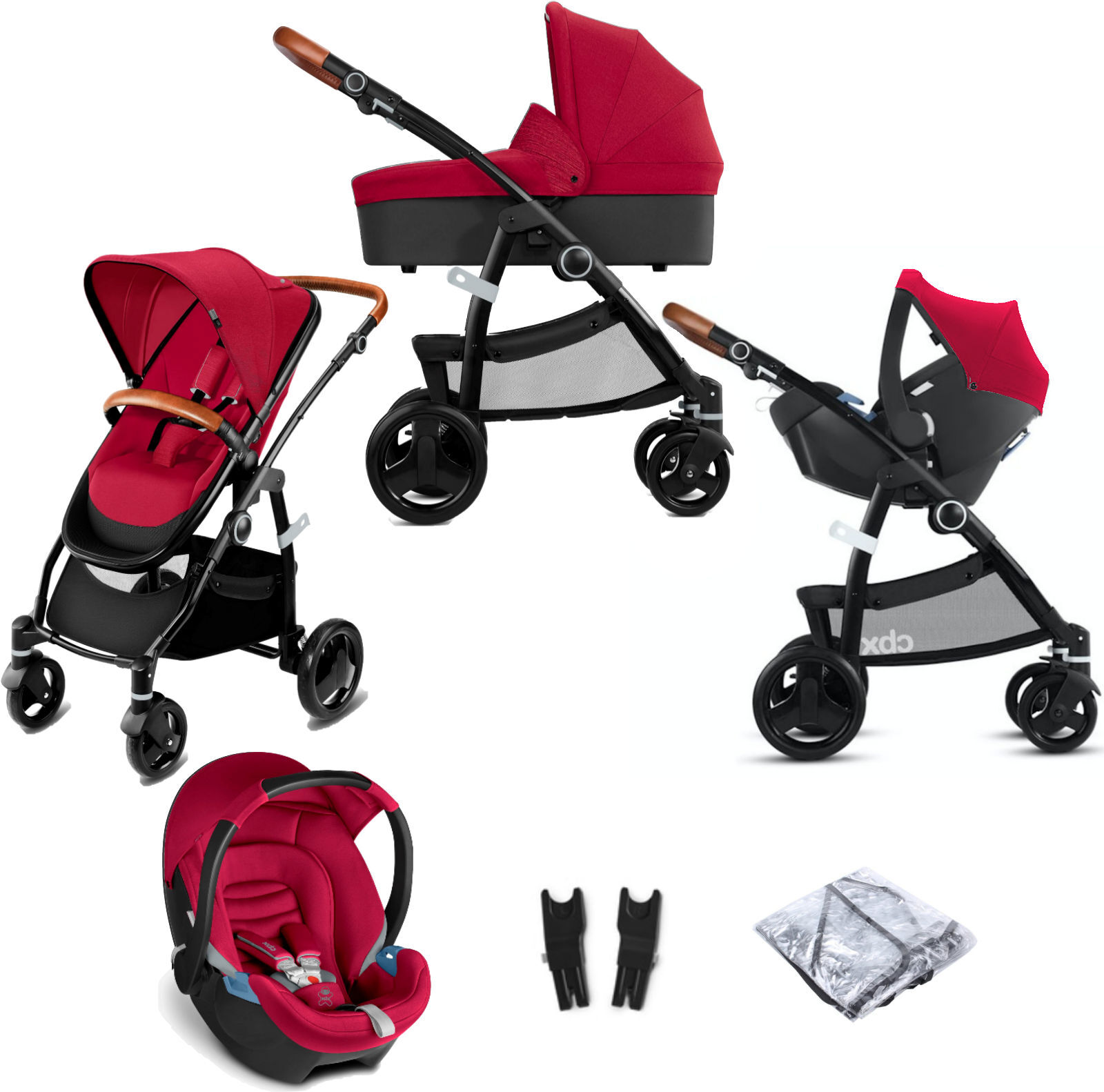 CBX Cybex CBX Leotie Lux (Aton) Travel System with Carrycot - Crunchy Red