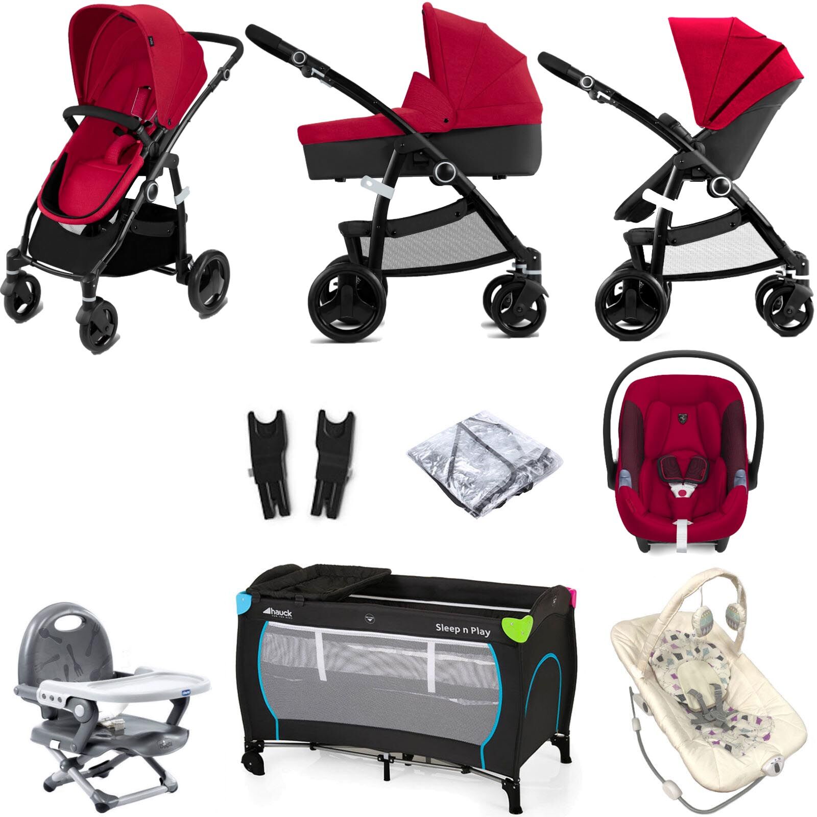 CBX Cybex CBX Leotie Pure (Aton M i-Size) Everything You Need Travel System Bundle with Carrycot - Crunchy Red