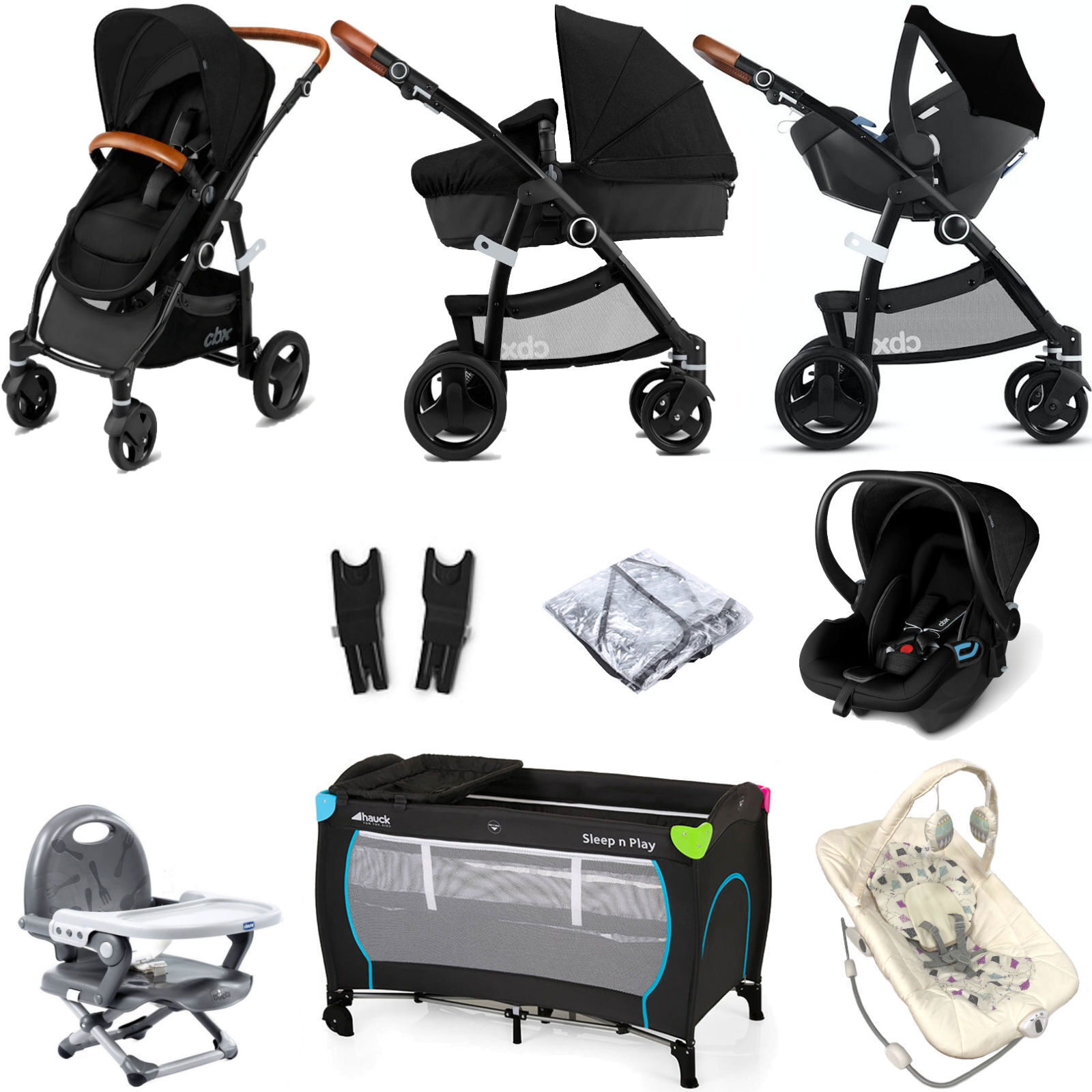 CBX Cybex CBX Leotie Lux (Shima) Everything You Need Travel System Bundle with Carrycot - Smoky Anthracite