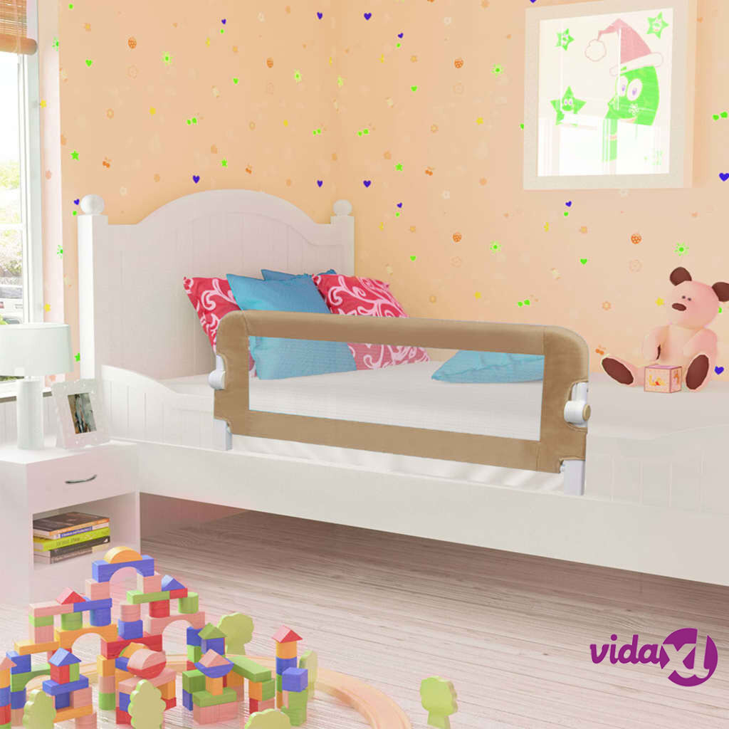 vidaXL Toddler Safety Bed Rail Taupe 102x42 cm Polyester