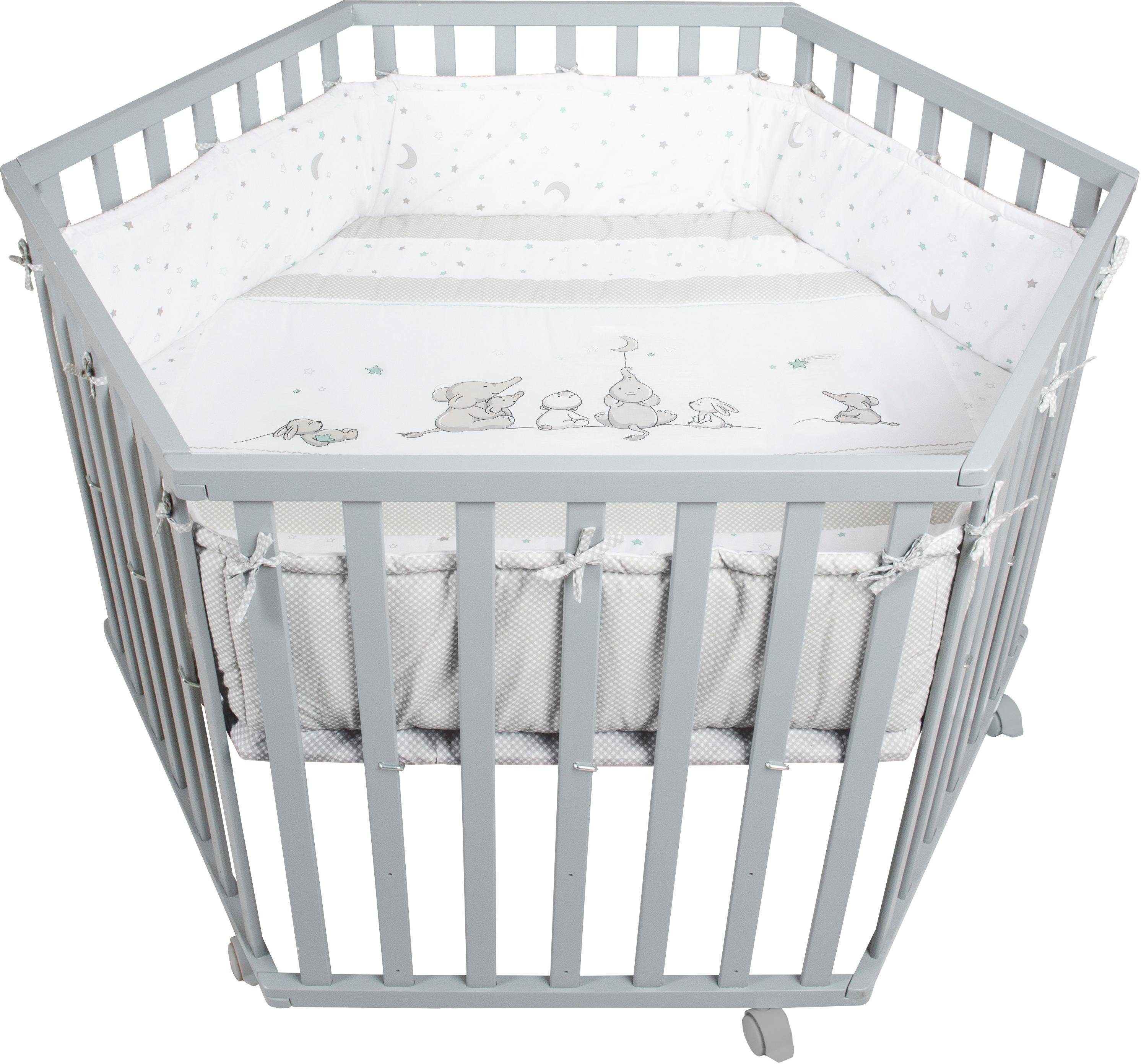 Laufgitter ROBA "Sternenzauber, taupe, 6-eckig" grau (taupe) Baby Laufställe Laufgitter mit Stoffeinlage und Nestchen