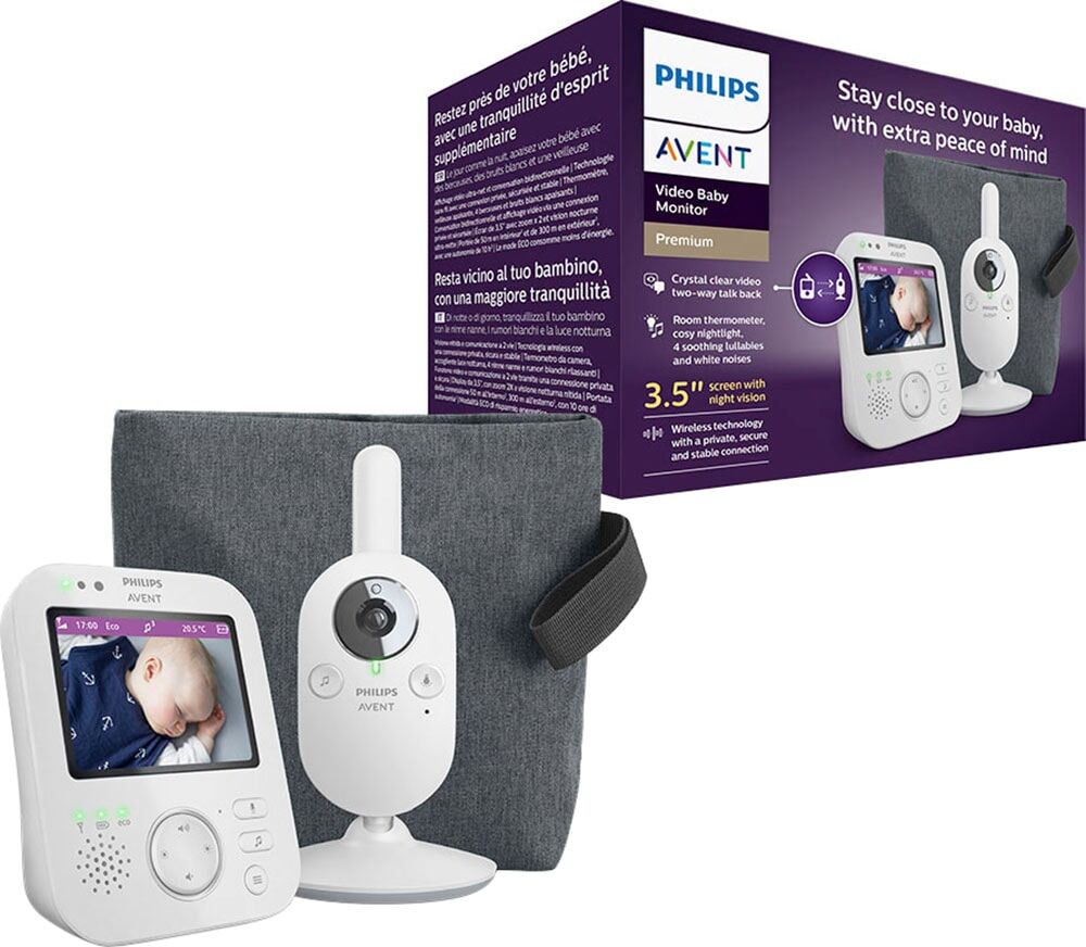 Babyphone PHILIPS AVENT "Premium SCD892/26 Video" Babyphones weiß Baby Babyphone mit Farbbildschirm, Reichweite von 300 Metern und Gegensprechfunktion