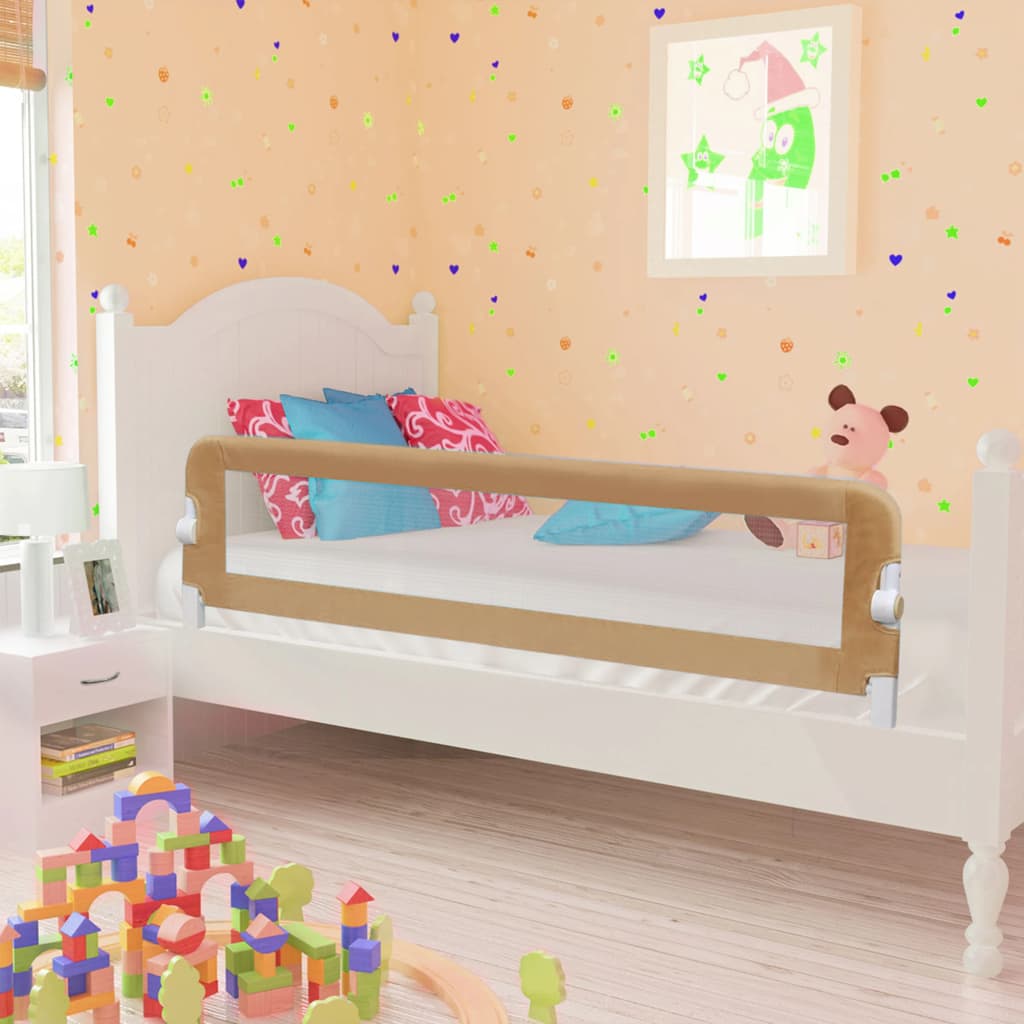 vidaXL Barandilla de seguridad cama de niño poliéster taupe 150x42 cm