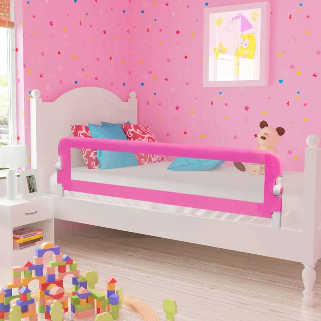 vidaXL Barandilla de seguridad cama de niño 150x42 cm rosa