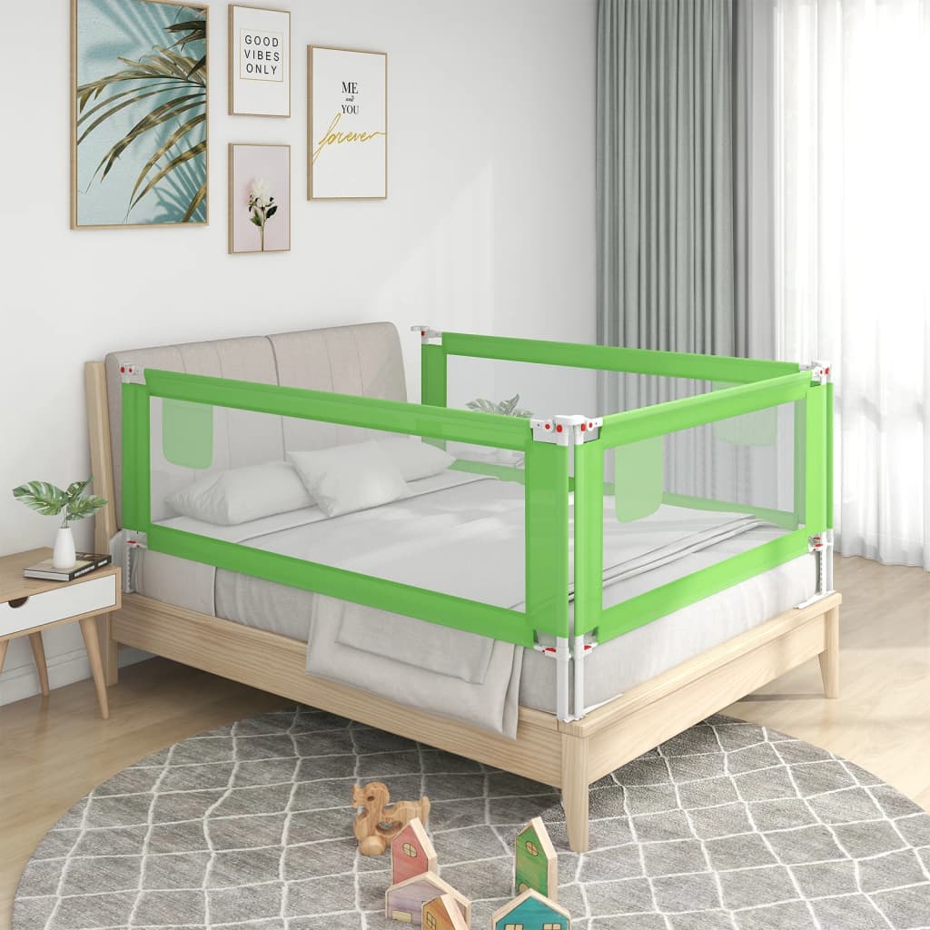 vidaXL Barandilla de seguridad cama de niño tela verde 90x25 cm