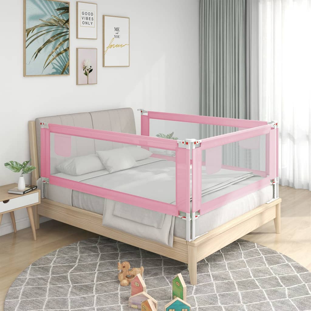 vidaXL Barandilla de seguridad cama de niño rosa tela 120x25 cm