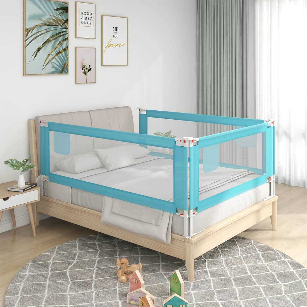 vidaXL Barandilla de seguridad cama de niño azul tela 140x25 cm