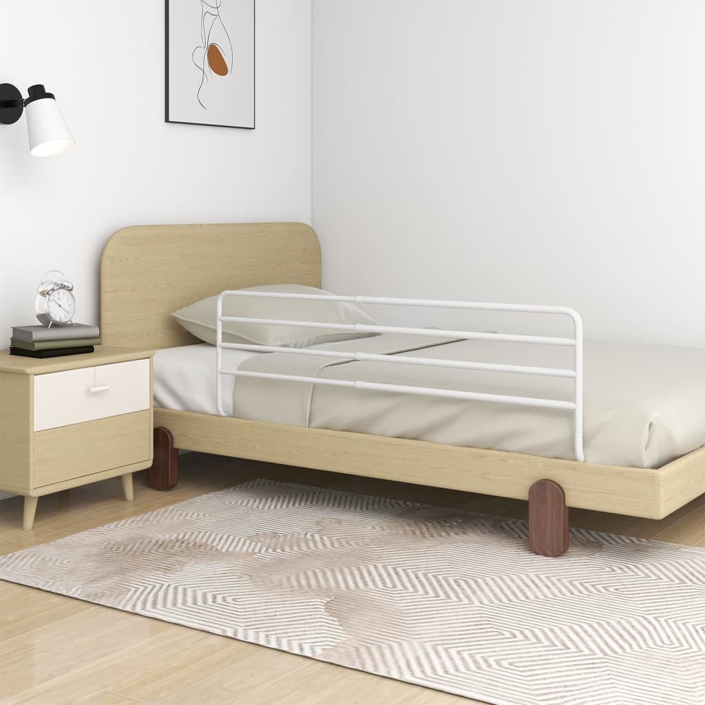 vidaXL Barandilla de seguridad cama niño blanco hierro (76-137)x55 cm