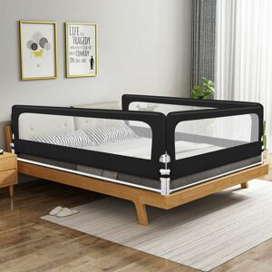 Aqrau - Barrière de Lit Enfant et Bébé, 2M Toddler Bed Guard, Barriere De Securite Enfant Lit - Protection Lit Enfant Noir (1 Côté) - Publicité