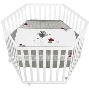 roba Parc bebe hexagonal Adam et hibou bois blanc 119x104 cm