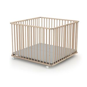 WEBABY Parc bébé pliable hêtre non traité 100x100 cm 100x100 cm