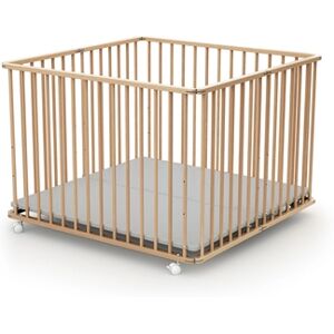 WEBABY Parc bébé pliable hêtre verni 100x100 cm 100x100 cm