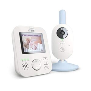 Philips Baby-Phone vidéo SCD835/26 300 m FHSS Bleu, Blanc Baby-Phone (300 m, numérique 50 m, 300 m, FHSS, 2.4 GHz) 1 Unité (Lot de 1) - Publicité