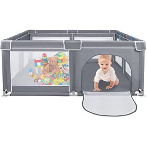 Parc Bébé Barrière Grand Parc Bébé Clôture Bébé En Plastique avec Porte et  Jouets Intérieur et Extérieur 14 panneaux, bleu + blanc - Comparer avec