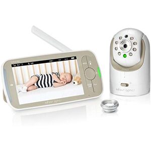 Infant Optics Cozime Babyphone Caméra Vidéo sans Fil, 5.0" LCD Caméra Moniteur Bébé Couleur 1080P avec Voix bidirectionnelle, Vision Nocturne, VOX et Mouvement Alarme (Blanc-Vert) - Publicité